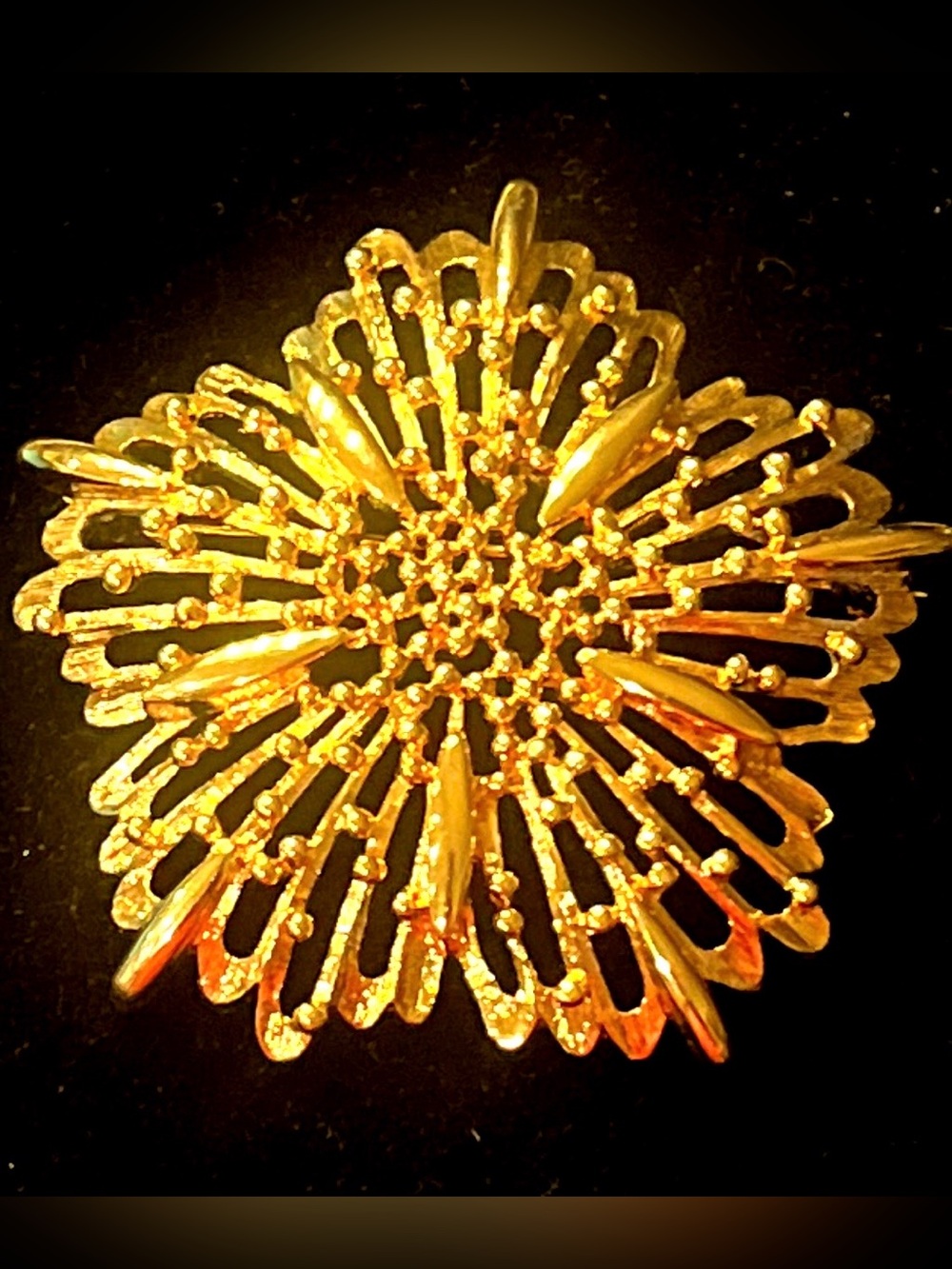 Gold Floral Filigree Brooch - Elegant Women’s Jewelry